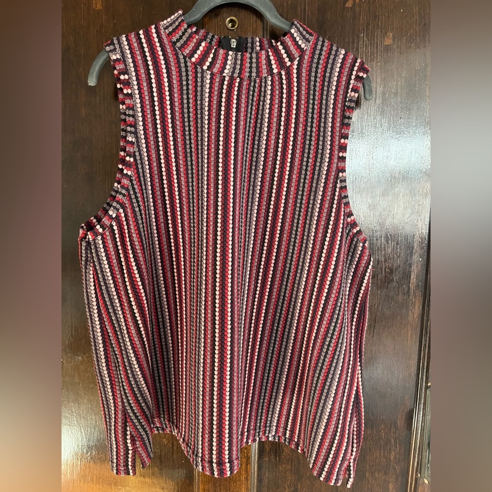 Anthropologie Postmark striped zipper back mock neck tank size xl